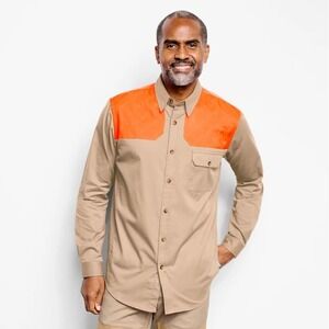 Orvis Men's Long-Sleeve Midweight Shooting Shirt Outdoors Gorp Sand/Blaze Large